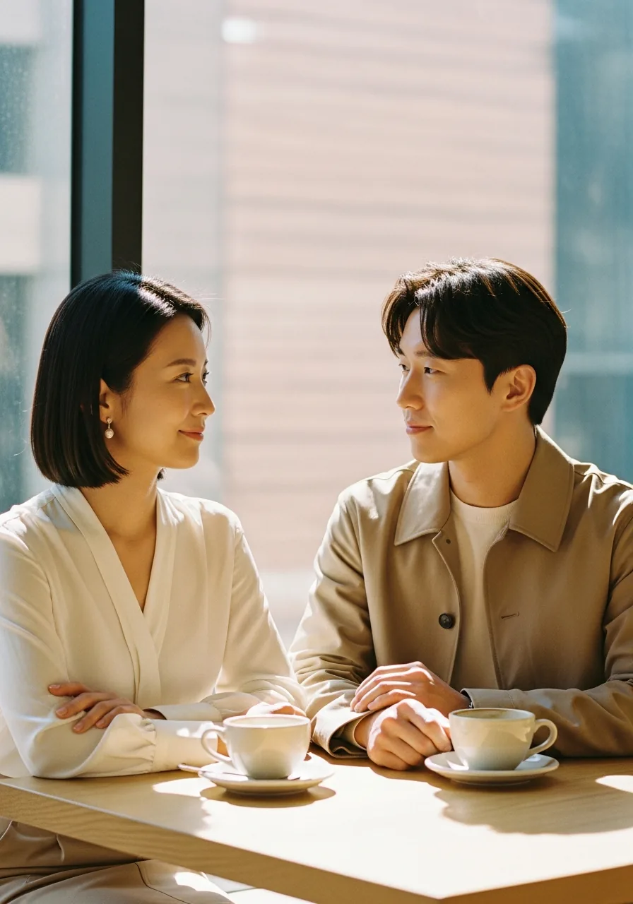 韓国人男性と日本人女性の穏やかな対話